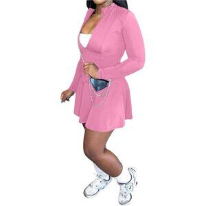 Two Piece Tennis Skirt Sets for Women Pink